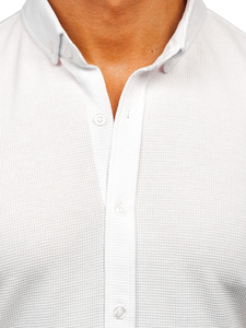 Бяла мъжка риза от муселин с къс ръкав Bolf 2013