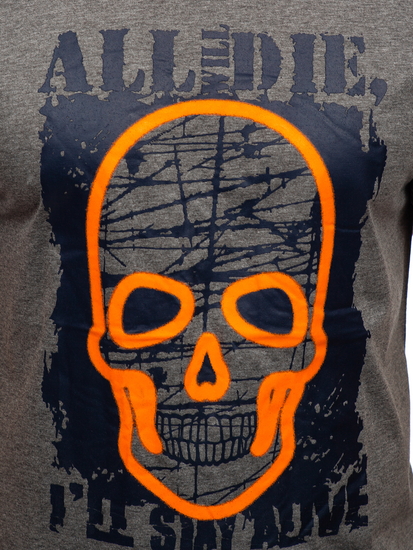 Антрацитна мъжка тениска с принт Bolf Y70007