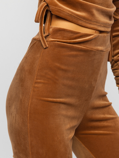 Кафяв велурен  анцуг дамски Bolf 7511