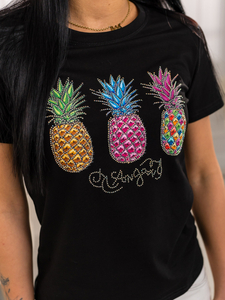 Черна дамска тениска с апликация Bolf 95T2522