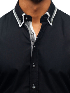Мъжка елегантна риза с дълъг ръкав черна Bolf 3704-1
