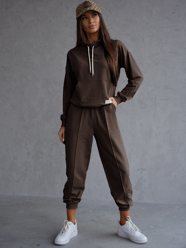 Дамски двуцветен спортен комплект шоколадов Bolf 82162