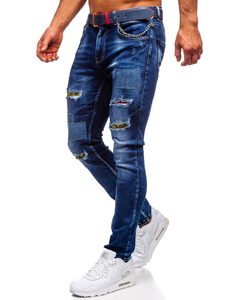 Тъмносини мъжки дънки slim fit Bolf с колан 80034W0