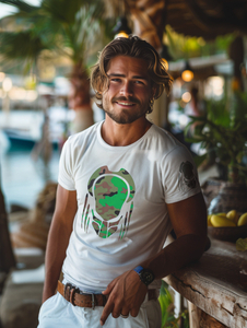 Бяла памучна мъжка тениска с щампа Bolf 192379A2