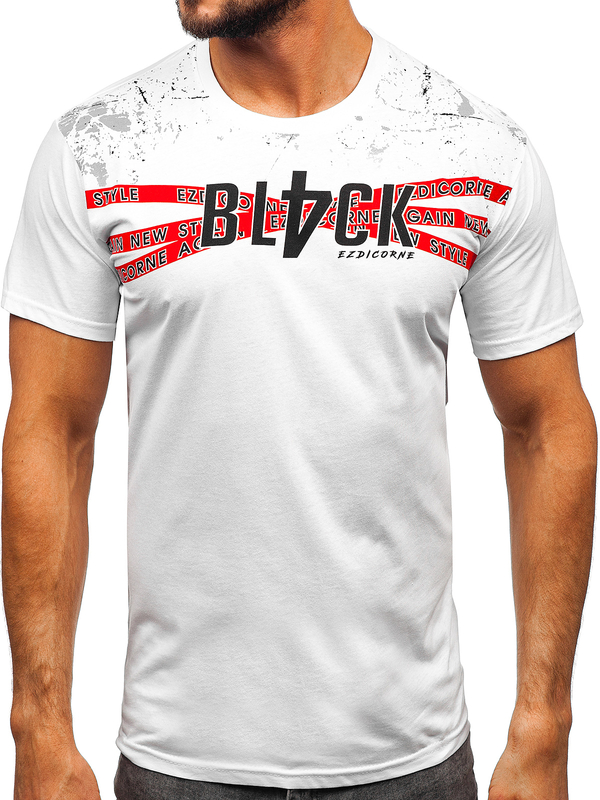 Бяла мъжка памучна тениска Bolf 14722