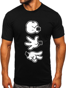 Черна памучна мъжка тениска с щампа Bolf KS1997