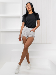 Дамски сиви дънкови шорти Bolf A63A