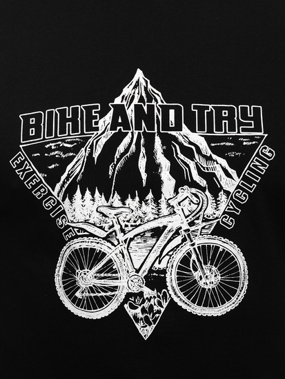 Черна памучна мъжка тениска с щампа Bolf MPO3557