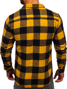 Мъжка бархетна риза с дълъг ръкав в цвят камел Bolf 20723