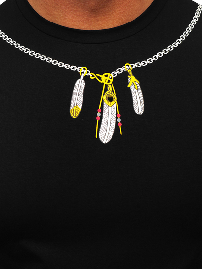 Черна мъжка тениска с принт  MT3051