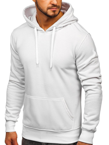 Мъжки суитшърт с качулка бял Bolf 2009
