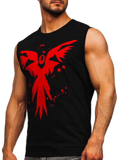 Черен мъжки потник с принт Bolf 14804