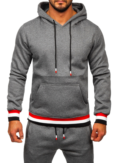 Графитен мъжки анцуг с качулка Bolf 8C60