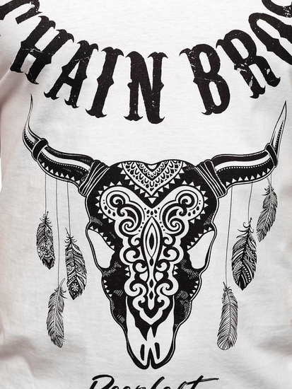 Бял мъжки потник tank top с принт Bolf 14848