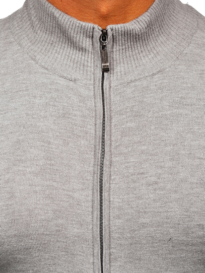 Сив с цип мъжки пуловер Bolf YY07