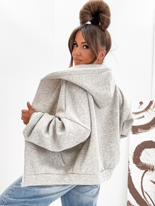 Дамски подплатен суитшърт с качулка меланжов Bolf 821112