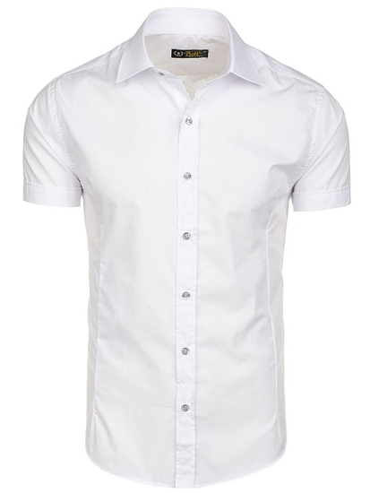 Мъжка елегантна риза с къс ръкав бяла Bolf 7501