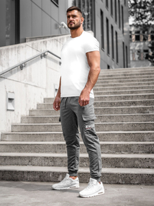 Антрацитно мъжко карго долнище тип джогър Bolf JX5061A