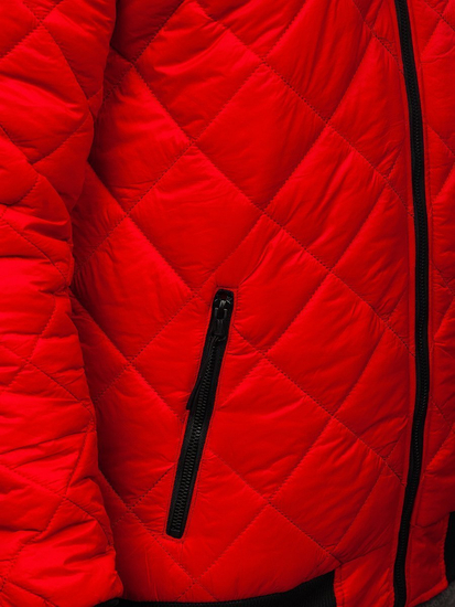 Червено мъжко преходно яке капитонирано тип бомбър Bolf MY-01