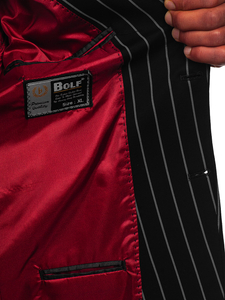 Чернo-сиво раирано мъжко сако casual Bolf 1652