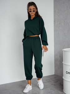 Дамски двуцветен спортен комплект с качулка бутилков Bolf 525