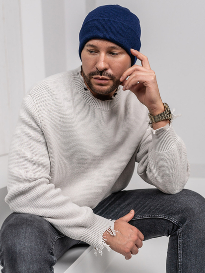 Тъмносиня зимна мъжката шапка YW09004M