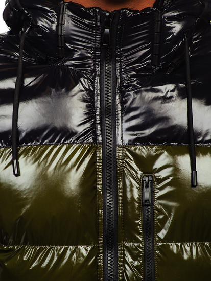 Зелено капитонирано мъжко зимно яке Bolf 6462