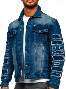 Тъмносиньо мъжко дънково яке Bolf MJ523BS