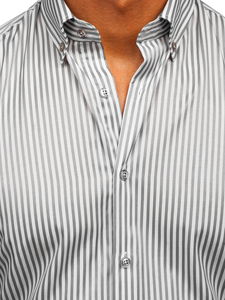 Сива мъжка рaирана риза с дълъг ръкав Bolf 20726