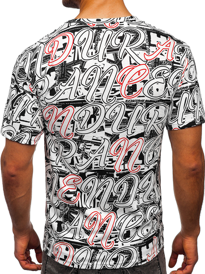 Бяла мъжка тениска с принт Bolf 14906