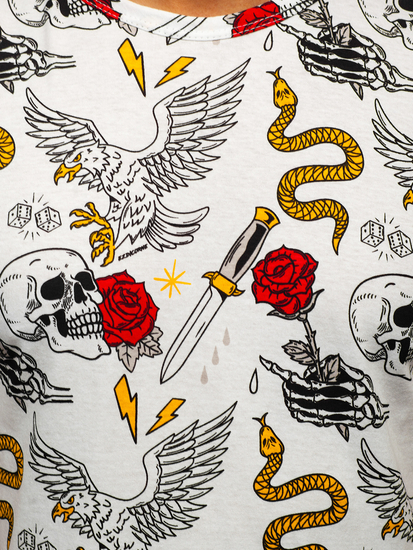 Бяла мъжка тениска с принт Bolf 14900