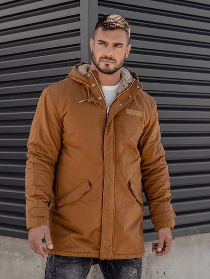 Мъжка памучна зимна парка в цвят камел Bolf EX838A