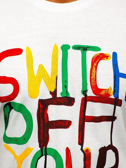 Мъжка тениска с принт бяла Bolf 1181