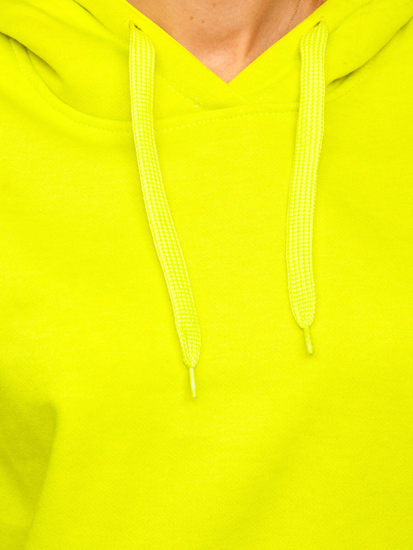 Дамски суитшърт в цвят лайм с джоб тип кенгуру Bolf W02B