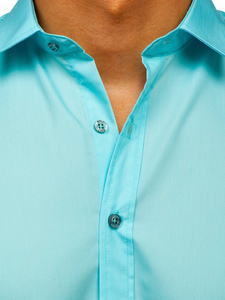 Светлозелена елегантна мъжка риза с дълъг ръкав Bolf 1703