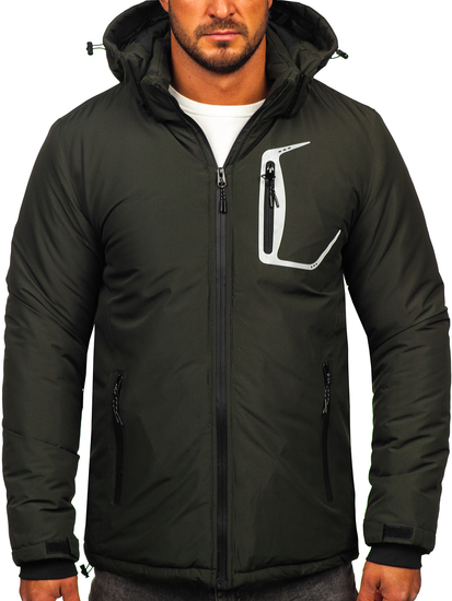 Мъжко зимно яке в цвят каки Bolf HKK2025