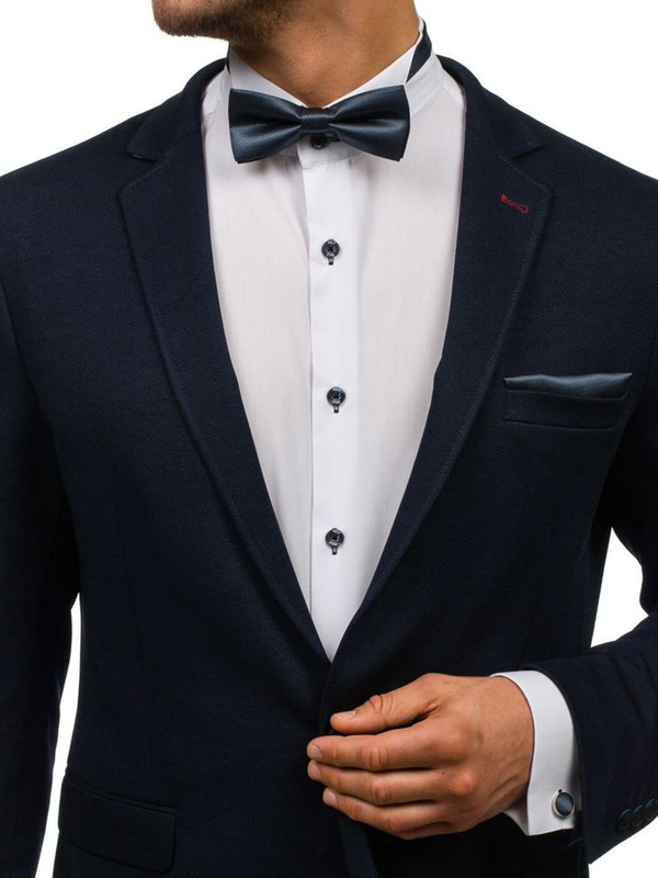 Комплект за мъже папионка, бутонели, джобна кърпичка за сако графитен Bolf MSP01