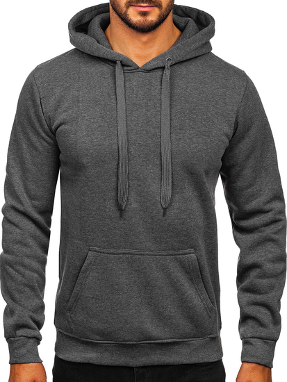 Графитен мъжки суичър тип кенгуру Bolf MB001