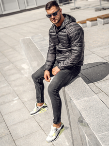 Черно капитонирано преходно мъжко яке Bolf 58M13021A