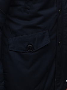 Тъмносиньо мъжко зимно яке тип парка Bolf JK355