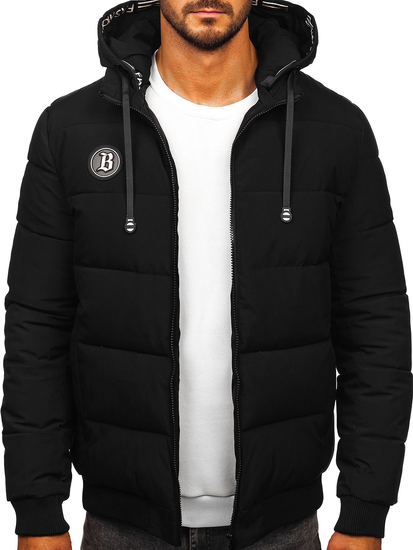 Черно ватирано мъжко зимно яке Bolf 31M5026