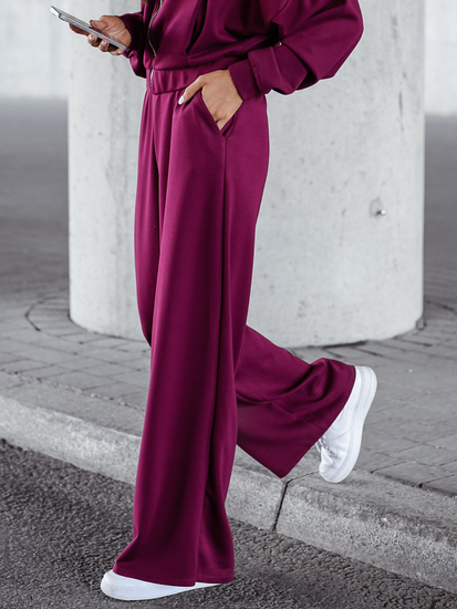 Дамски двуцветен спортен комплект с цип бордо Bolf 821109