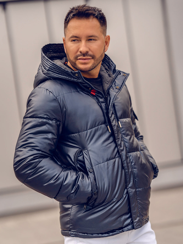 Тъмносиньо капитонирано зимно мъжко спортно яке Bolf EX2125A