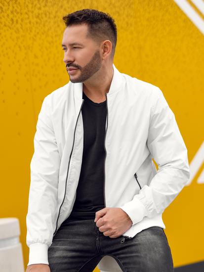 Бяло мъжко преходно яке бомбър Bolf 7116A