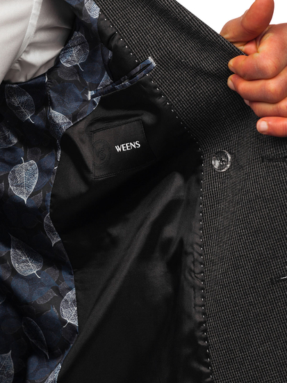 Антрацитно мъжко елегантно сако с двойно закопчаване Bolf 007