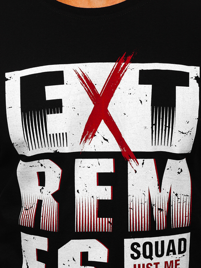 Черна мъжка тениска с принт Bolf 14312