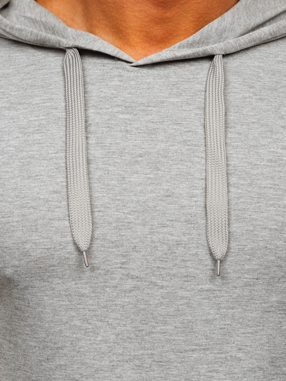 Сива мъжка тениска без принт с качулка Bolf 8T89