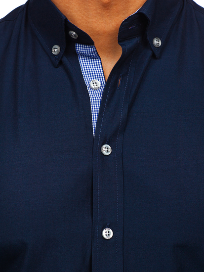 Тъмносиня мъжка риза с дълъг ръкав Bolf 20719