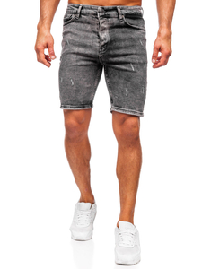 Черни мъжки дънкови къси панталони Bolf 0668