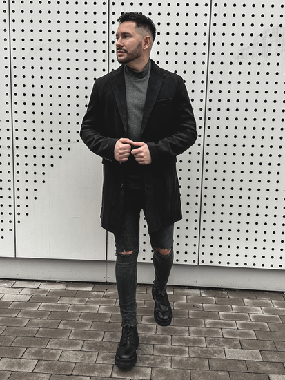 Мъжко зимно палто черно Bolf 1047-1